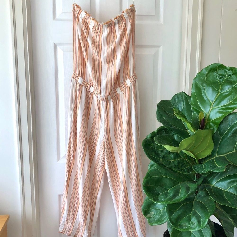 Cloth & Stone Linen Blend Striped Jumpsuit